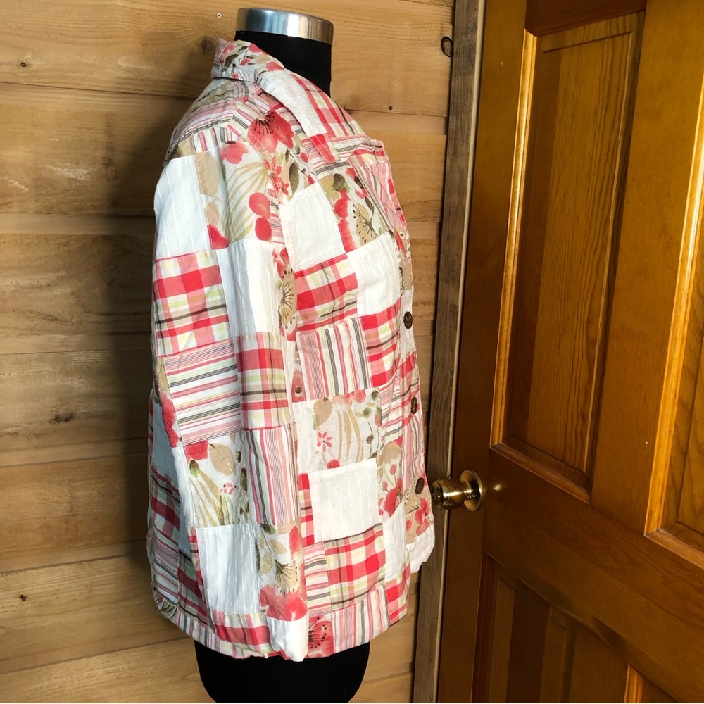 Quilted patchwork shacket w/ 3/4 length sleeves K… - image 6